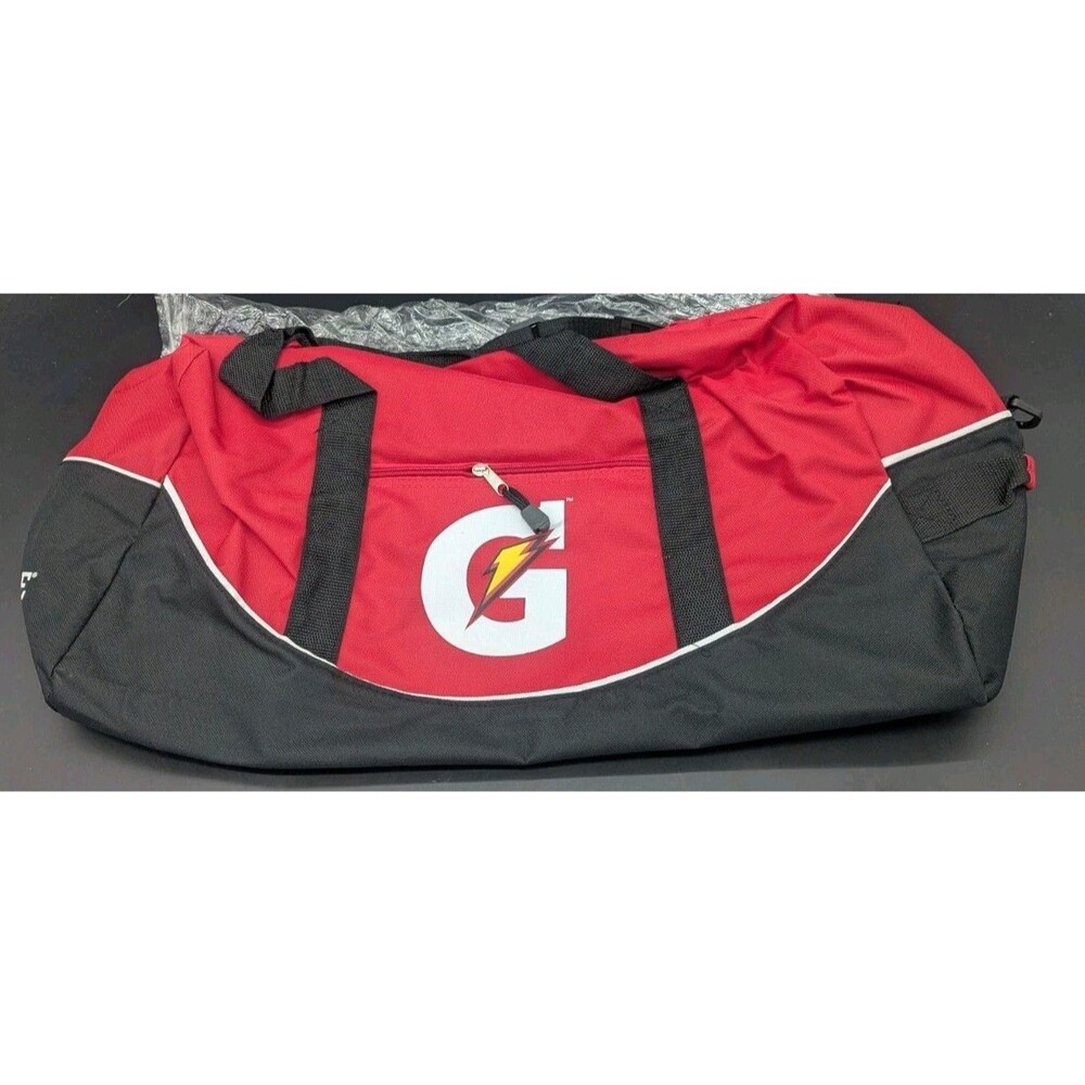 NEW GATORADE SPORTS RED DUFFLE BAG WITH HANDLES AND SHOULDER STRAP